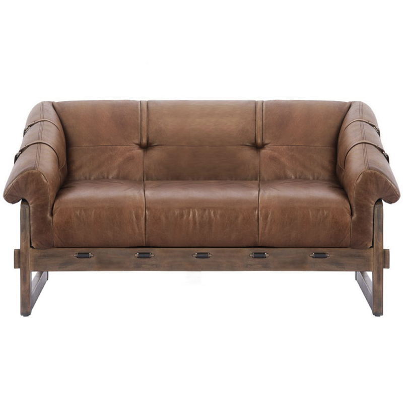 Двухместный диван Duncan винтажная коричневая кожа Коричневый винтаж во Владивостоке | Loft Concept 