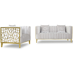 Кресло велюровое серое с фактурным каркасом золотистого цвета Best Traits варинант исполнения - 1 | Loft Concept во Владивостоке