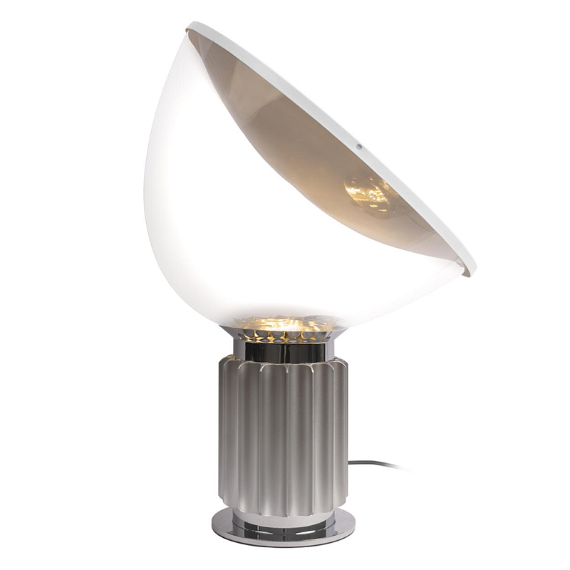 Настольная лампа с прозрачным стеклянным плафоном и рифленым металлическим основанием Высота 48 см Aurora Elegance Серый Коричневый Черный во Владивостоке | Loft Concept 