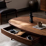 Кофейный стол овальный из дерева с 2-мя ящиками Coffee Walnut Table варинант исполнения - 7 | Loft Concept во Владивостоке