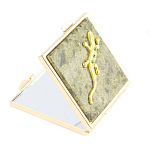 Зеркало двухстороннее квадратное из натурального камня Змеевик с декоративной вставкой в виде ящерицы Gold Stone Mirrors варинант исполнения - 1 | Loft Concept во Владивостоке