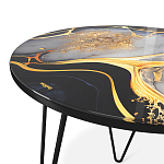 Стол журнальный с круглой столешницей из стекла Gold and Black Marble варинант исполнения - 3 | Loft Concept во Владивостоке
