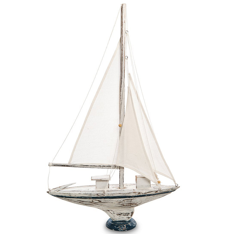 Деревянная статуэтка в виде парусника Sailboat Statuette Белый Синий Деревянная статуэтка в виде парусника Sailboat Statuette Белый Синий во Владивостоке | Loft Concept