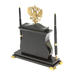 Часы настольные с Гербом России и 2-мя шариковыми ручками в комплекте Stone Clock варинант исполнения - 7 | Loft Concept во Владивостоке