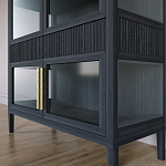 Витрина Primo со стеклянными фасадами и 2 ящиками Черный дуб варинант исполнения - 4 | Loft Concept во Владивостоке