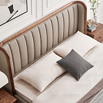Кровать двуспальная с мягким изголовьем Moon Walnut Bed варинант исполнения - 5 | Loft Concept во Владивостоке