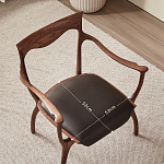 Стул деревянный с мягким сиденьем из коричневой натуральной кожи Moon Walnut Furniture варинант исполнения - 10 | Loft Concept во Владивостоке