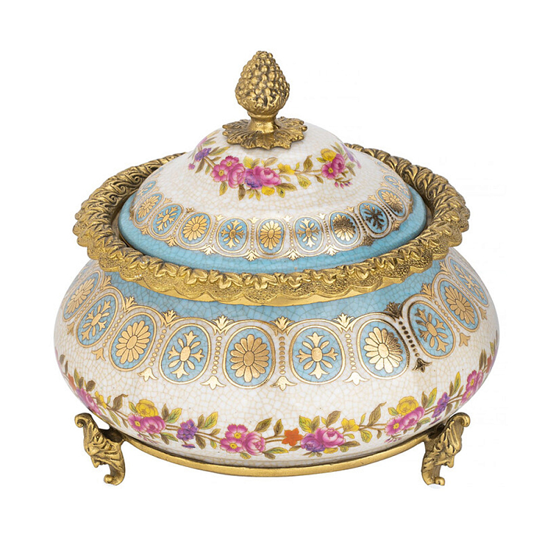 Шкатулка фарфоровая с цветочной росписью Eden Garden Бронза Мульти во Владивостоке | Loft Concept 