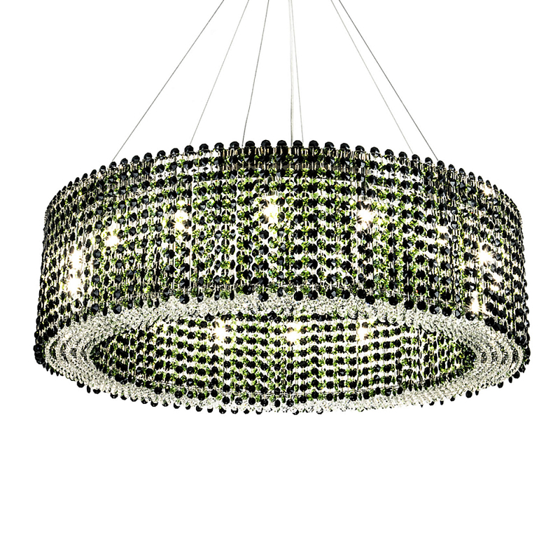 Круглая люстра с хрустальными подвесками Crystal Art Chrome Green Chandelier 12 Хром Зеленый Черный во Владивостоке | Loft Concept 