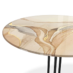 Стол журнальный круглый с бежевой столешницей из стекла Beige Marble варинант исполнения - 3 | Loft Concept во Владивостоке