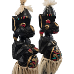 Комплект из 2-х деревянных статуэток Asmat Straw Headdress Statuettes Multicolor варинант исполнения - 5 | Loft Concept во Владивостоке