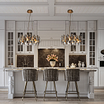 Люстра подвесная круглая с овальными подвесками из стекла дымчатого цвета Harlow Crystal Round варинант исполнения - 6 | Loft Concept во Владивостоке