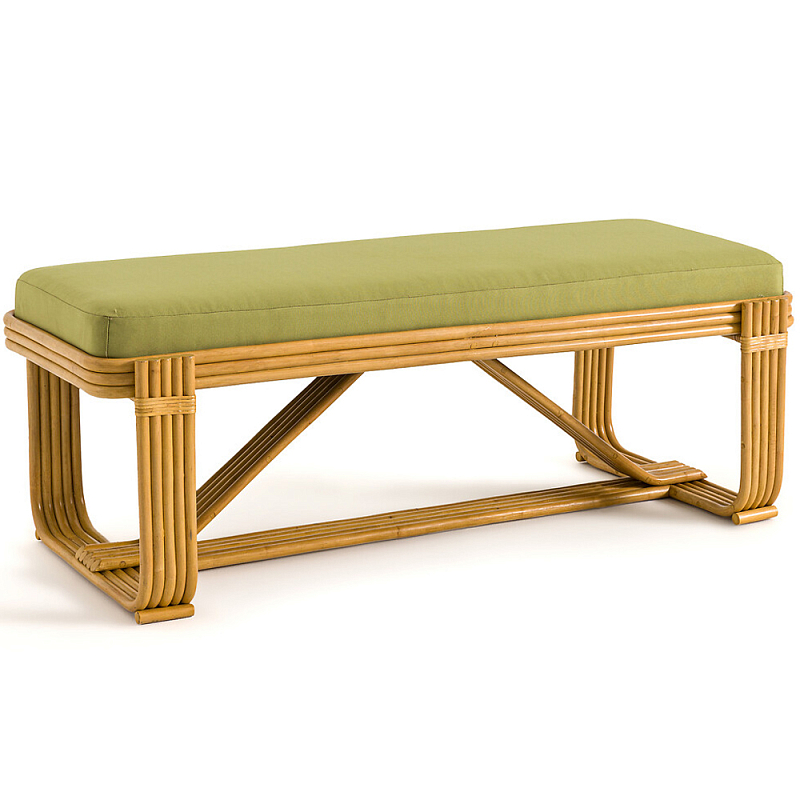 Скамья из ротанга с подушкой Mattia Rattan Bench Древесина Зеленый Скамья из ротанга с подушкой Mattia Rattan Bench Древесина Зеленый во Владивостоке | Loft Concept