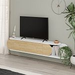ТВ-тумба подвесная белая с полкой и откидной дверцей цвета древесины TONE TV STAND WHITE варинант исполнения - 2 | Loft Concept во Владивостоке