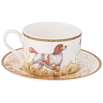 Чайная пара из фарфора с изображением собаки и зайцев 300 мл Hunting Porcelain Collection 2 варинант исполнения - 1 | Loft Concept во Владивостоке