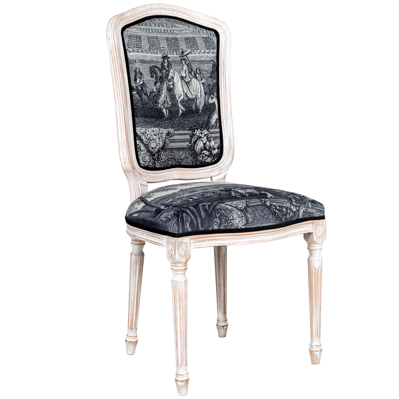 Стул Saint Germain Stool Черно-белый Белый винтажная патина Стул Saint Germain Stool Черно-белый Белый винтажная патина во Владивостоке | Loft Concept