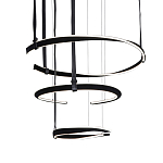 Люстра подвесная с 3-мя кольцами из кожаных ремней черного цвета Half Ring Horizontal  варинант исполнения - 1 | Loft Concept во Владивостоке