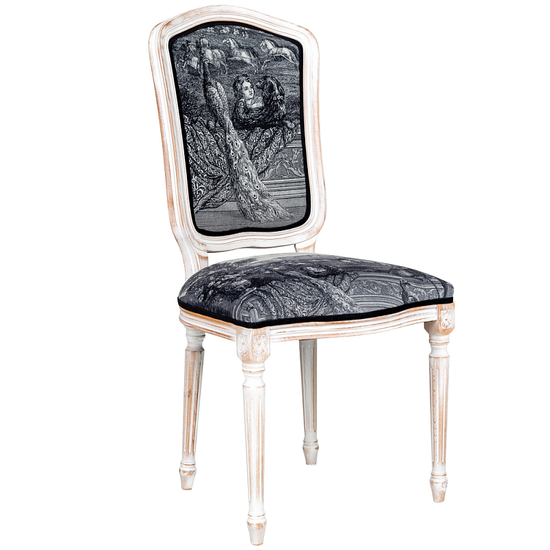 Стул Versailles Stool Черно-белый Белый винтажная патина Стул Versailles Stool Черно-белый Белый винтажная патина во Владивостоке | Loft Concept