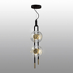 Подвесной светильник с 2-мя прозрачными стеклянными плафонами и золотистыми центральными вставками Virelia  варинант исполнения - 4 | Loft Concept во Владивостоке