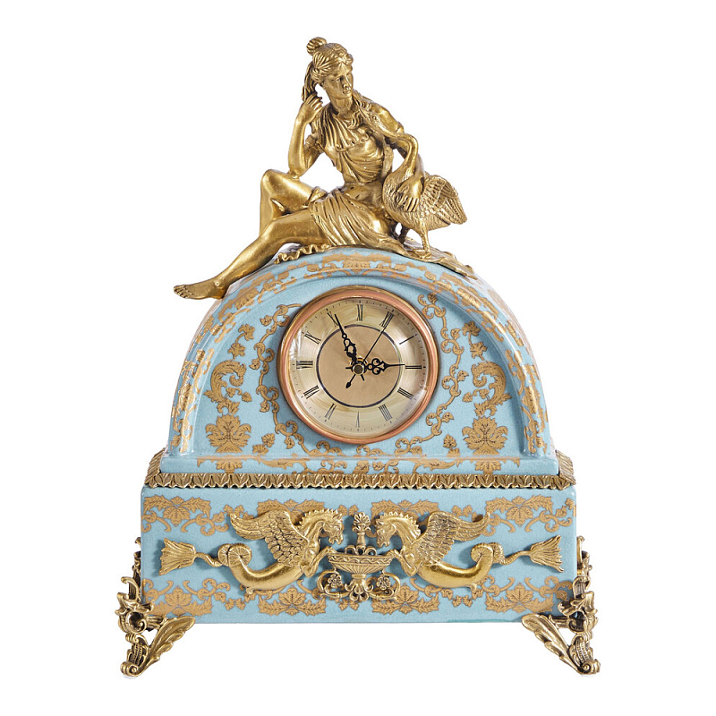 Часы настольные с фигуркой в виде девушки Eden Garden Голубой Бронза во Владивостоке | Loft Concept 