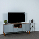 ТВ-тумба серая из массива бука с 2-мя дверками и ящиком Wenge Light варинант исполнения - 7 | Loft Concept во Владивостоке