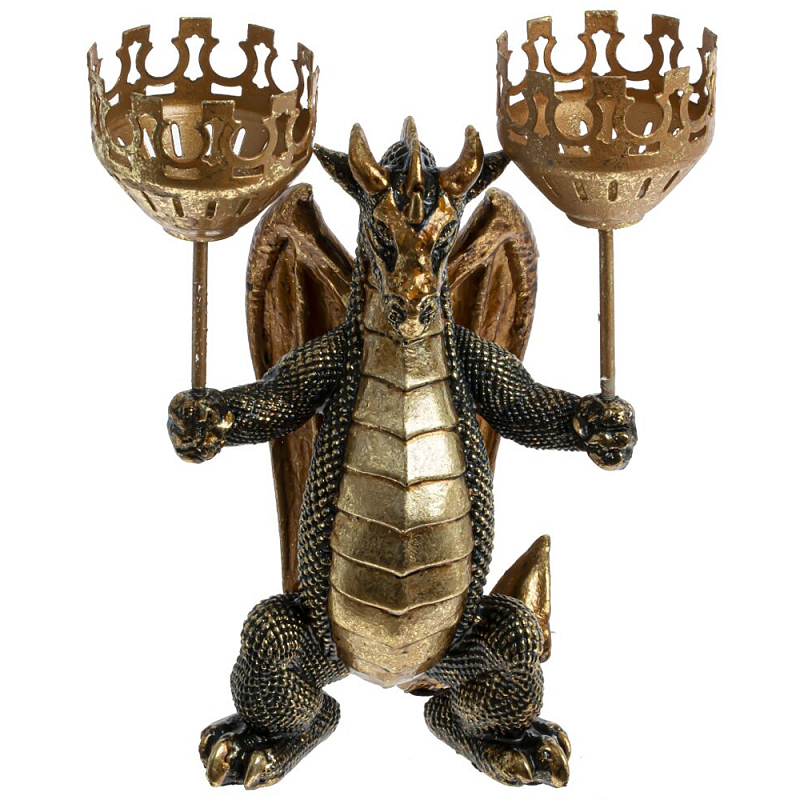 Подсвечник в виде дракона Dragon with Two Candlesticks Красный Золотой Черный Подсвечник в виде дракона Dragon with Two Candlesticks Красный Золотой Черный во Владивостоке | Loft Concept