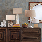 Настольная лампа с белым каркасом и тканевым абажуром Natural Stems варинант исполнения - 4 | Loft Concept во Владивостоке