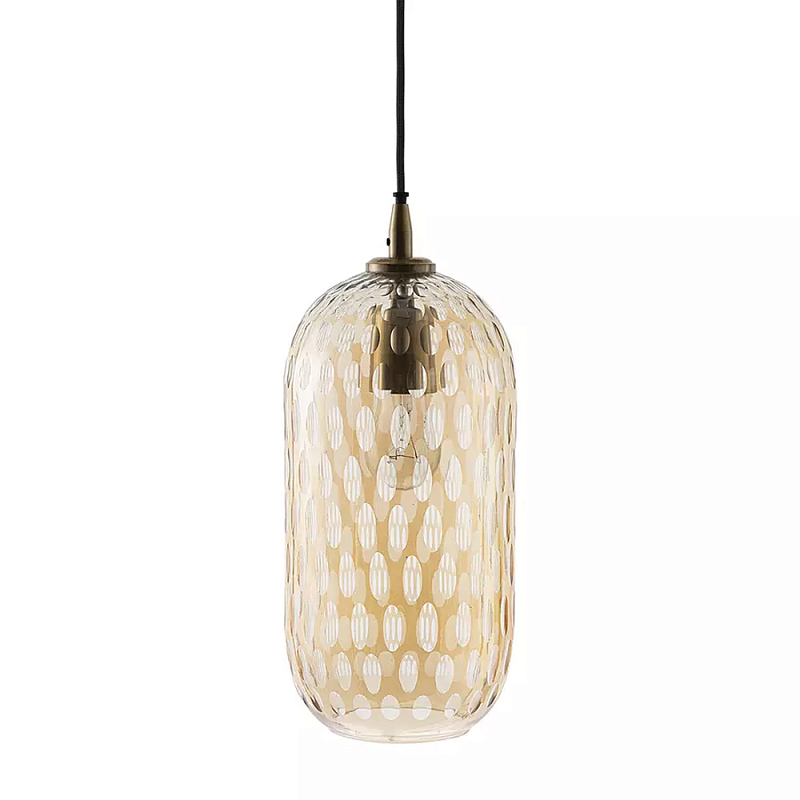 Подвесной светильник с плафоном из затемненного стекла с рельефным узором Glass lampshade with Relief Pattern Янтарный Подвесной светильник с плафоном из затемненного стекла с рельефным узором Glass lampshade with Relief Pattern Янтарный во Владивостоке | Loft Concept