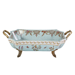 Блюдо прямоугольное из голубого фарфора с ручками и рисунком птиц и цветов Blue Garden варинант исполнения - 1 | Loft Concept во Владивостоке