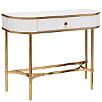 Консоль с ящиком белая с золотом Textured White Console with Gold варинант исполнения - 1 | Loft Concept во Владивостоке