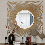 Зеркало-солнце круглое с золотыми лучам Sunrise варинант исполнения - 2 | Loft Concept во Владивостоке