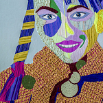 Картина с вышивкой Портрет wall panel People with the yellow ear 3 варинант исполнения - 1 | Loft Concept во Владивостоке