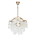 Люстра подвесная с белыми перламутровыми подвесками и изогнутыми золотистыми элементами Диаметр 50 см SHELL Chandelier варинант исполнения - 1 | Loft Concept во Владивостоке