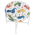 Пуф детский круглый с принтом на 4-х белых ножках Dinosaurs CHILDHOOD варинант исполнения - 3 | Loft Concept во Владивостоке