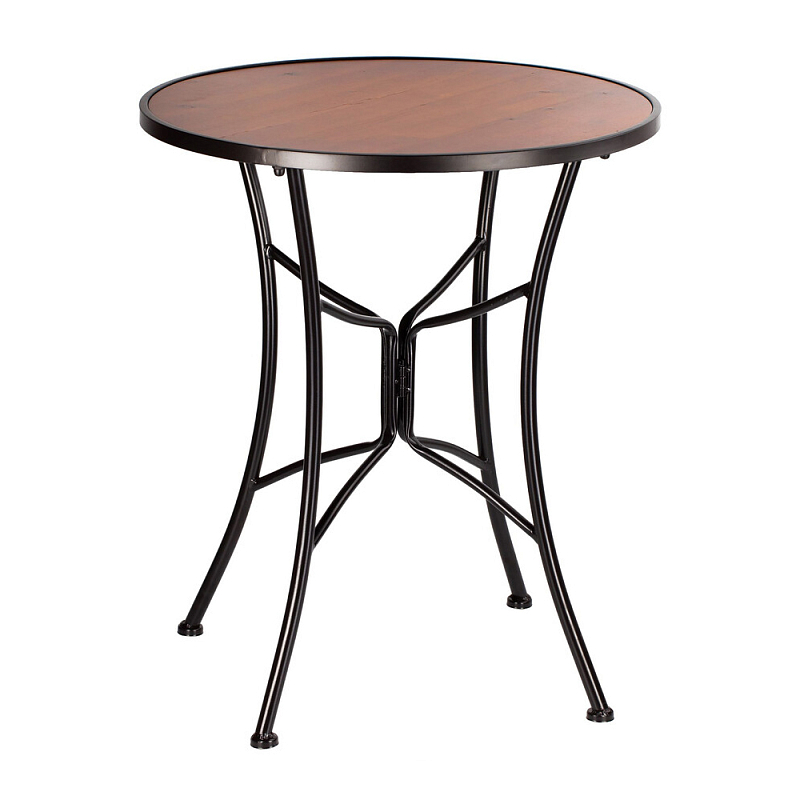 Столик приставной с круглой столешницей на металлическом черном основании Scenical Table Черный Коричневый во Владивостоке | Loft Concept 