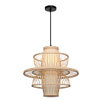 Подвесной светильник фигурный из деревянных прутьев с плафоном из натуральной ткани Light Inside the Cell варинант исполнения - 4 | Loft Concept во Владивостоке