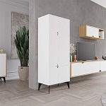 Комод белый с 4-мя дверцами на металлических ножках SPARK MULTIPURPOSE CABINET WHITE варинант исполнения - 4 | Loft Concept во Владивостоке
