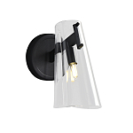 Бра конусообразной формы из прозрачного акрила и черной стали Glass Cylinder Black варинант исполнения - 1 | Loft Concept во Владивостоке