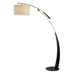 Торшер с изогнутой черной металлической ножкой и цилиндрическим абажуром из ткани Arched Metal Base  варинант исполнения - 1 | Loft Concept во Владивостоке