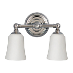 Бра для ванных комнат с 2-мя белыми плафонами в форме колокола на круглом основании цвета хром Feiss варинант исполнения - 1 | Loft Concept во Владивостоке