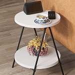 Стол приставной с 2-мя круглыми белыми столешницами ESSEL SIDE TABLE WHITE варинант исполнения - 9 | Loft Concept во Владивостоке