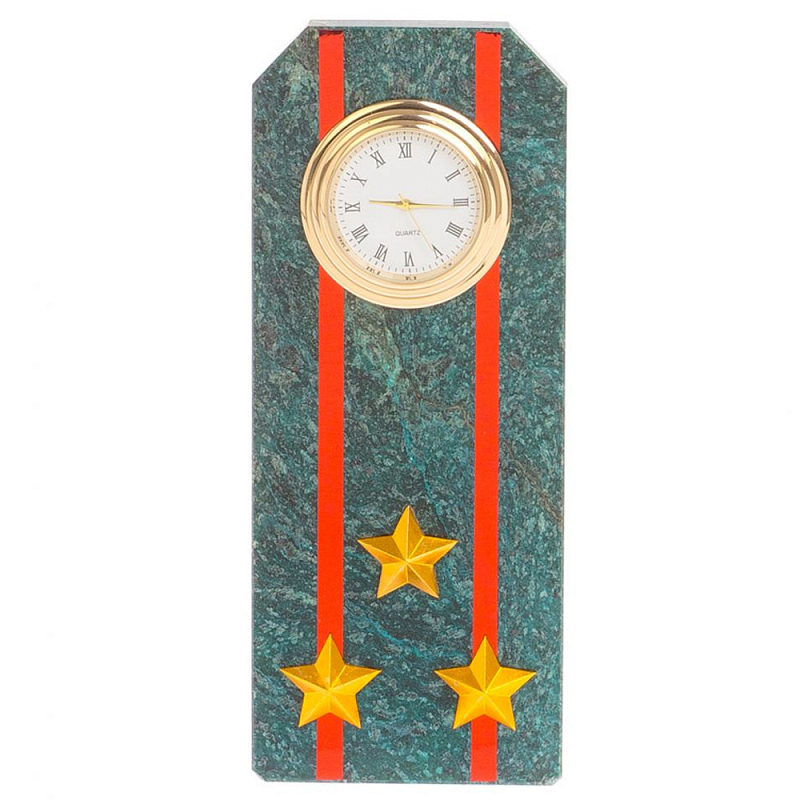 Часы погон ВС подарочные настольные из натурального камня Змеевик Military Clock Зеленый Красный Золотой Часы погон ВС подарочные настольные из натурального камня Змеевик Military Clock Зеленый Красный Золотой во Владивостоке | Loft Concept