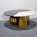 Дизайнерский журнальный стол с круглой столешницей на 3-х геометрических ножках Lehumod варинант исполнения - 1 | Loft Concept во Владивостоке