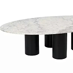 Кофейный столик овальный с мраморной столешницей на 4-х массивных ножках Demonstration of Taste варинант исполнения - 1 | Loft Concept во Владивостоке