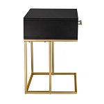 Приставной столик с резным узором на выдвижном ящике Black Table Carved Pattern варинант исполнения - 5 | Loft Concept во Владивостоке