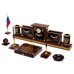 Настольный письменный набор с часами из природного камня обсидиана Royal Set варинант исполнения - 2 | Loft Concept во Владивостоке