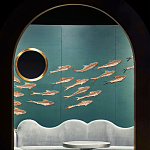 Обои с вышивкой ручной работы Deco Fish Original colourway варинант исполнения - 2 | Loft Concept во Владивостоке