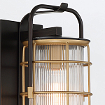 Настенный фонарь цилиндрической формы с рифленым стеклом в золотом каркасе на черном прямоугольном основании Eurofase варинант исполнения - 16 | Loft Concept во Владивостоке