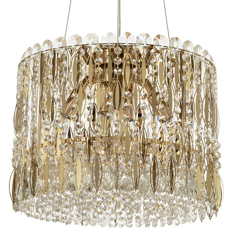 Круглая люстра с металлическими и хрустальными подвесками Bonnay Crystal Chandelier Золотой Прозрачное Стекло Круглая люстра с металлическими и хрустальными подвесками Bonnay Crystal Chandelier Золотой Прозрачное Стекло во Владивостоке | Loft Concept