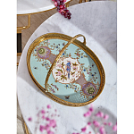 Блюдо овальное с ручкой и голубым фарфоровым дном с цветочным рисунком Blue Garden варинант исполнения - 2 | Loft Concept во Владивостоке